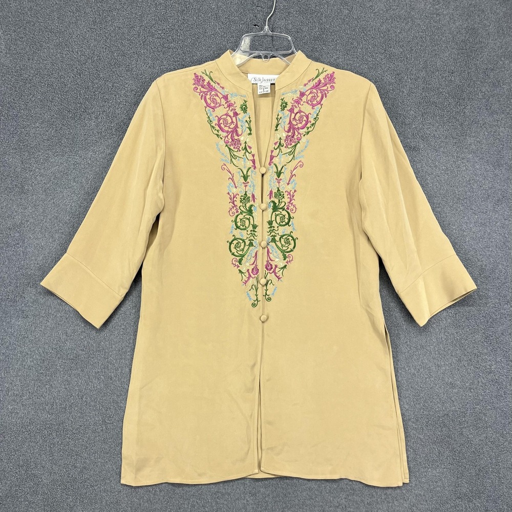 Silk Assets by Diane von Furstenberg Tunic Shirt‎ Womens Small Silk Embroidered